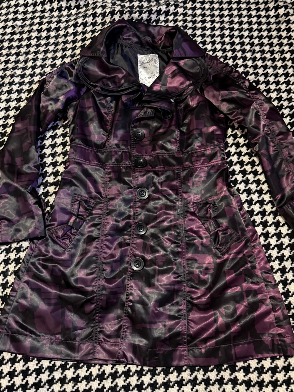 Nordstrom Y2K print ruffle jacket Patterned Trench Coat